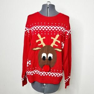 H&M Rudolf Red Ugly Christmas Sweater Medium